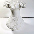 Vintage Fenton Glass Co. Silver Crest , Spanish Lace,  Milk Glass Vase, 8" Vase