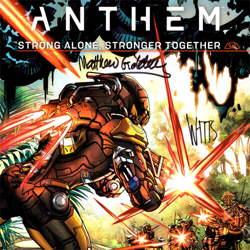 ANTHEM * Firmado por Grupo * IMPRESIÓN ARTÍSTICA Juego Bioware Póster SDCC Exclusivo AUTOGRAFIADO - Imagen 1 de 3