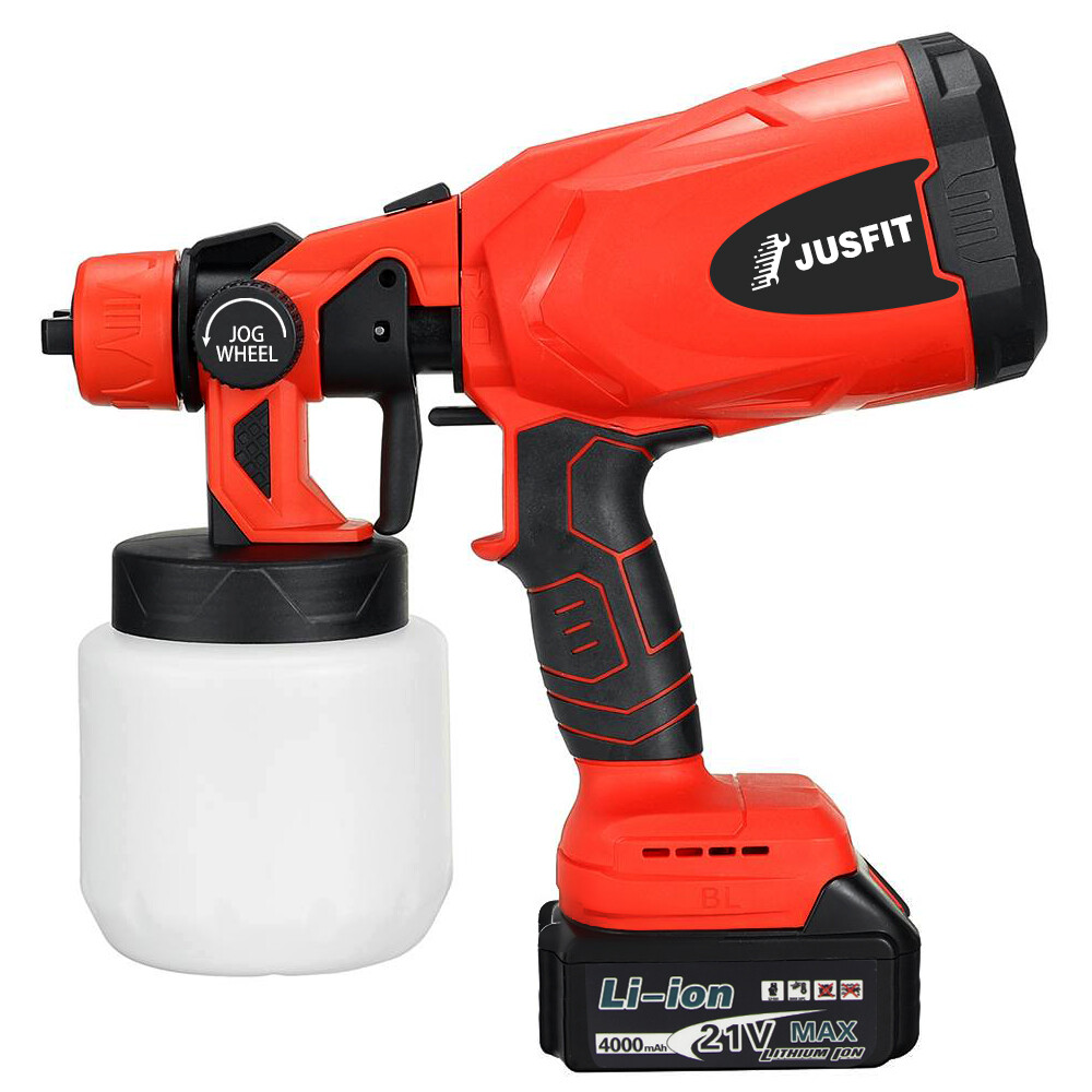 JUSFIT Cordless Paint Sprayer Fence Wall Electric Airless HVLP Garden
