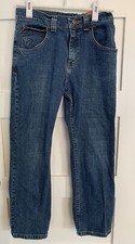 Wrangler Jeans Youth 12 Husky Blue Denim Striaght Fit adjustable waist.