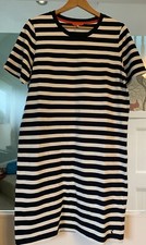 Joules Breton Stripe Thick Cotton Jersey T-Shirt Dress Size UK 12. Blue & White.