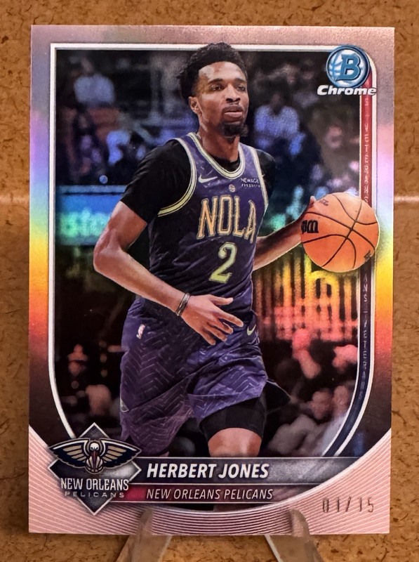 2025-26 BOWMAN CHROME HERBERT JONES REFRACTOR 1/15 SSP NO PELICANS #BCV-140