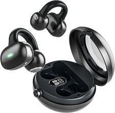 Bluetooth 5.4 Clip On Headphones, 40H Playtime Wireless Stereo Earbuds with LED