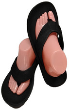 Men's 11 Flojos Black Cushioned Thong Flip Flop Sandals