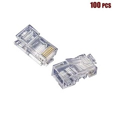 100pcs Cat5e RJ45 8P8C Modular Network Ethernet Plug Connector for Solid Wire