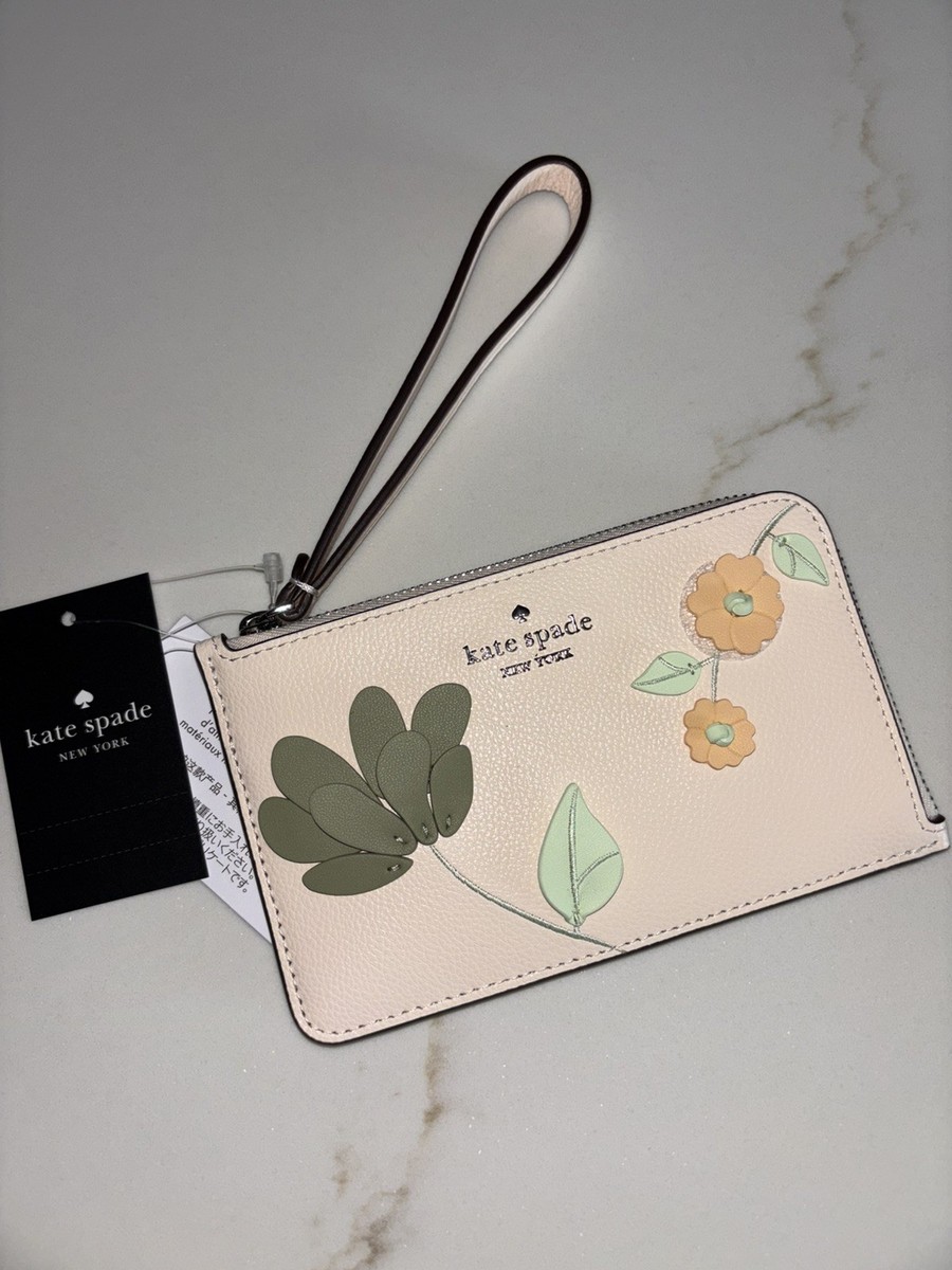 Kate Spade Lucy Floral Applique Small Zip Wristlet Cardholder NWT