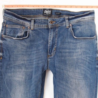 Herrens SuperDry SKINNY Slim Elasthan Blau Jeans W34 L32