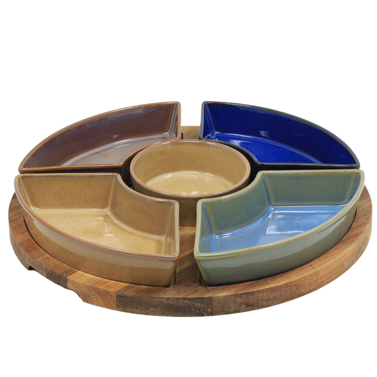 5 Snack Dishes & Wood Tray Serving Board Like Party Chips Dips Food Platter