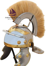ZAIN Imperial Roman Centurion Helmet 18G Steel W/Blonde Plume Costume Valentine