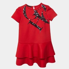CH Carolina Herrera Red Neoprene Sequin Mini Dress M