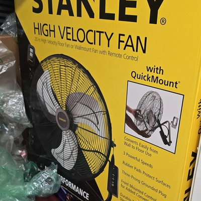 #ad STANLEY 20 in High Velocity Floor Fan Wall Mountable Remote Black $45.00