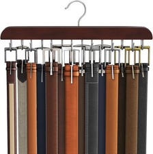 Wood Belt Hanger Closet Organizer 14 Hooks 42 Belt Storage Rack Mahogany 1 Pack