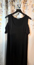 Relativity Size L Black Knit Cold Shoulder Short Sleeve Long Dress