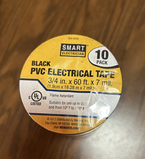 Smart Electrician Black PVC Electrical Tape 3/4" x 60" x 7 mil - 10 pack