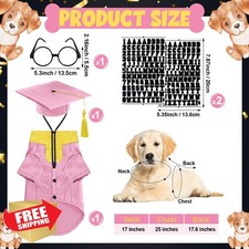 Huhumy Dog Cat Graduation Costume Set Pink Yellow L Gown Cap Glasses