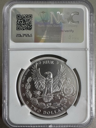 1 oz Silver Coin 2024 Niue Morgan Dollar Design High Relief NGC MS70 Antique FDI - Picture 2 of 2