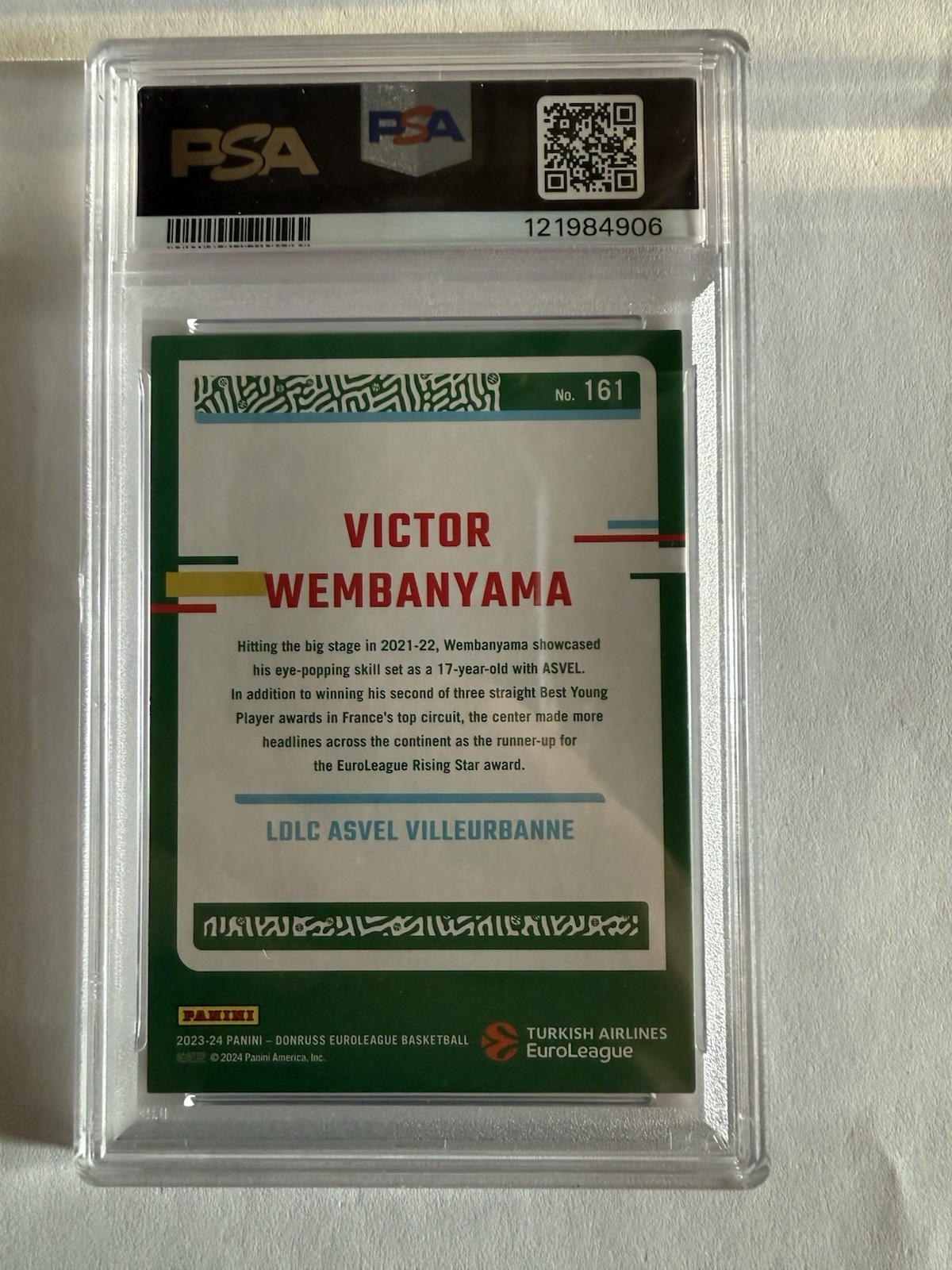 2023-24 Panini Donruss EuroLeague Legends Victor Wembanyama #161 PSA /99 view 3