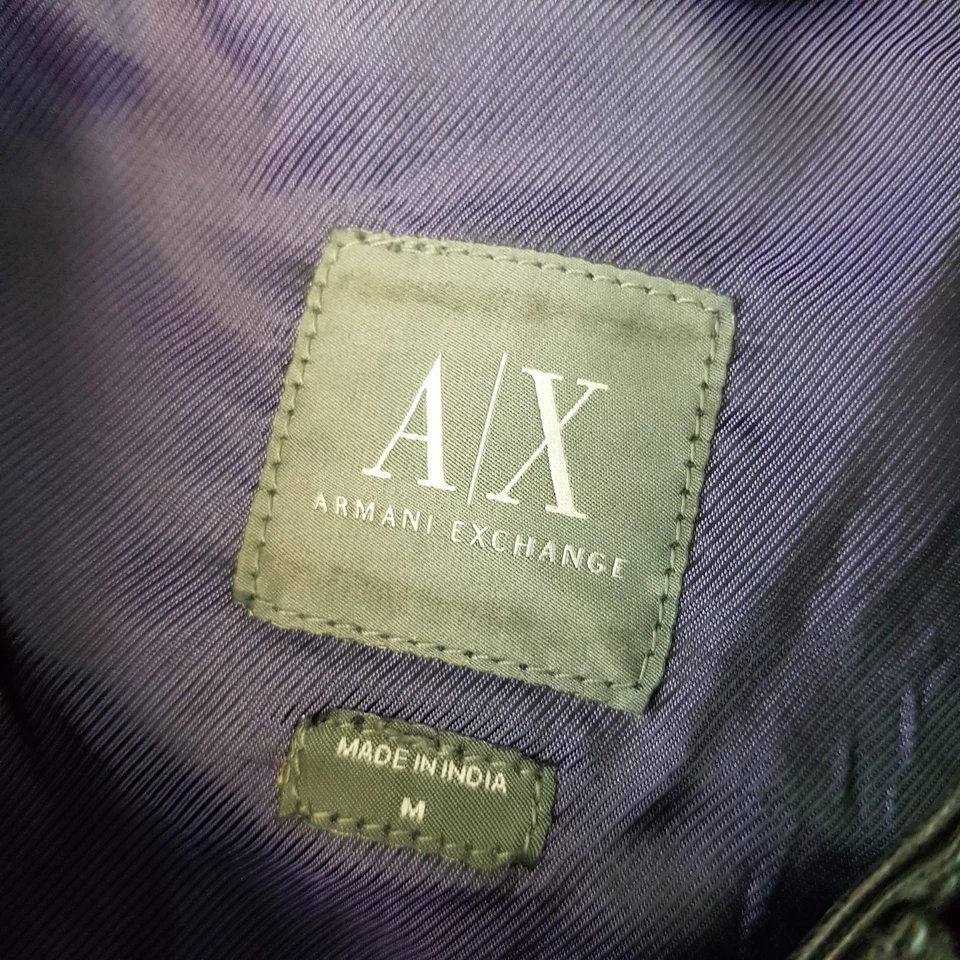 Armani Exchange Mens Jacket Medium Black Lamb Leather Bomber Biker Moto Racer - Image 4 of 4