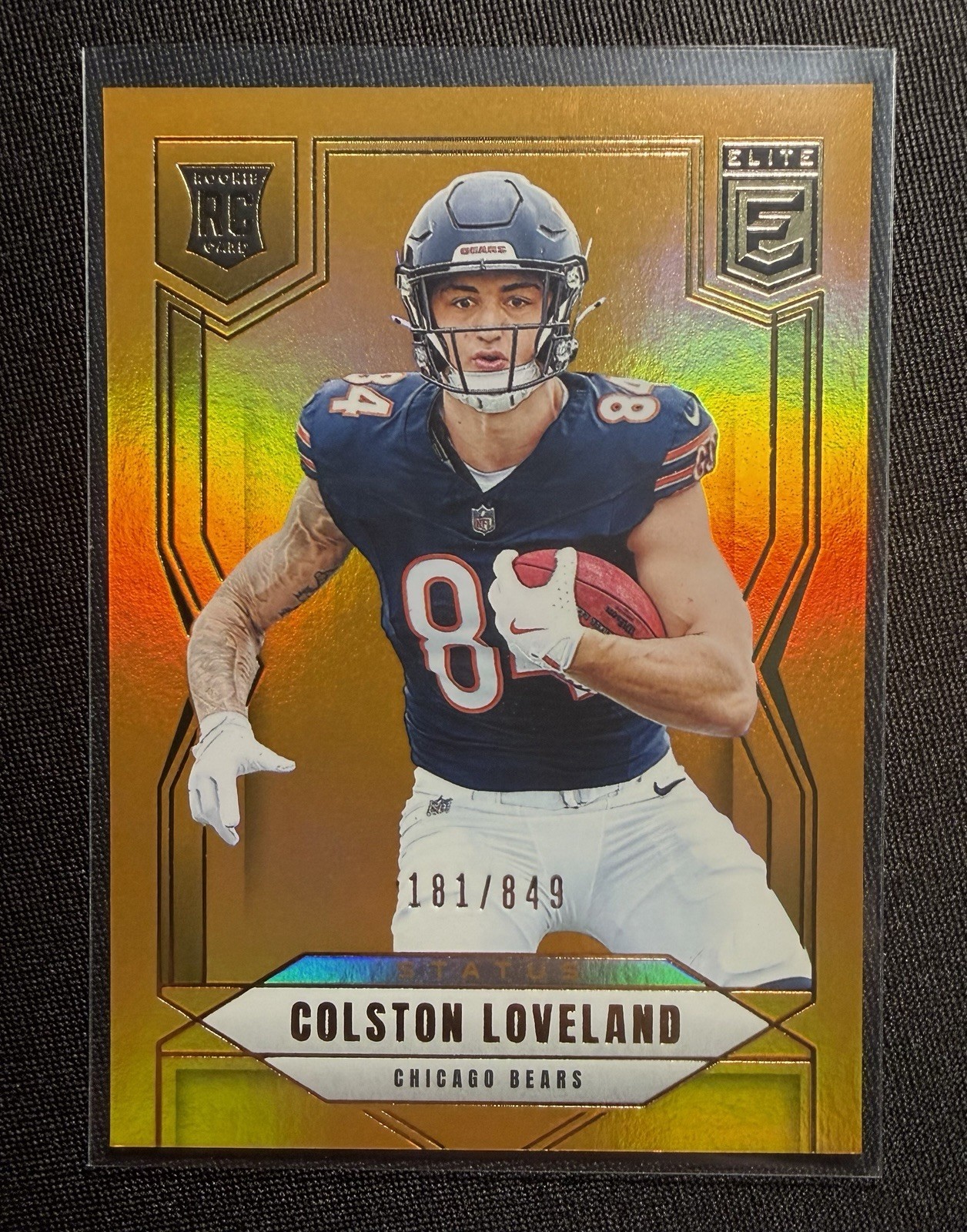 2025 Panini Donruss Elite-Colston Loveland #109 Status Metallic Orange /849 (RC)