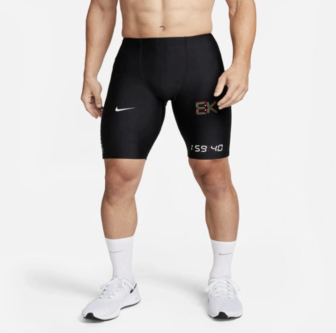 Mens Nike Race Marathon Spandex Half Tights Compression Shorts Black Small