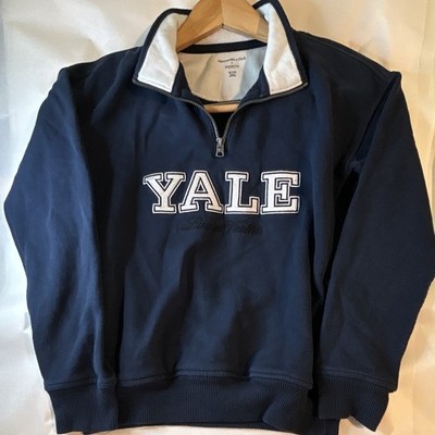 Abercrombie & Fitch Yale Bulldogs 1/4 Zip Sweatshirt Pullover Blue/White 9/10