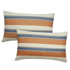 Striped Lumbar Pillow Covers 12x20 Set of 2 20" x 12" Pack of 2 Orange Blue