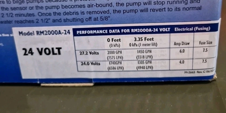 NEW Rule Mate Bilge Pump (24v) 2000gph 7570lpk - Image 3 of 4
