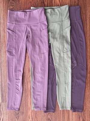 Athleta Leggings XS- Rise Up Rib + Ultimate Stash- LOT of 3- Purple/Green/Pink