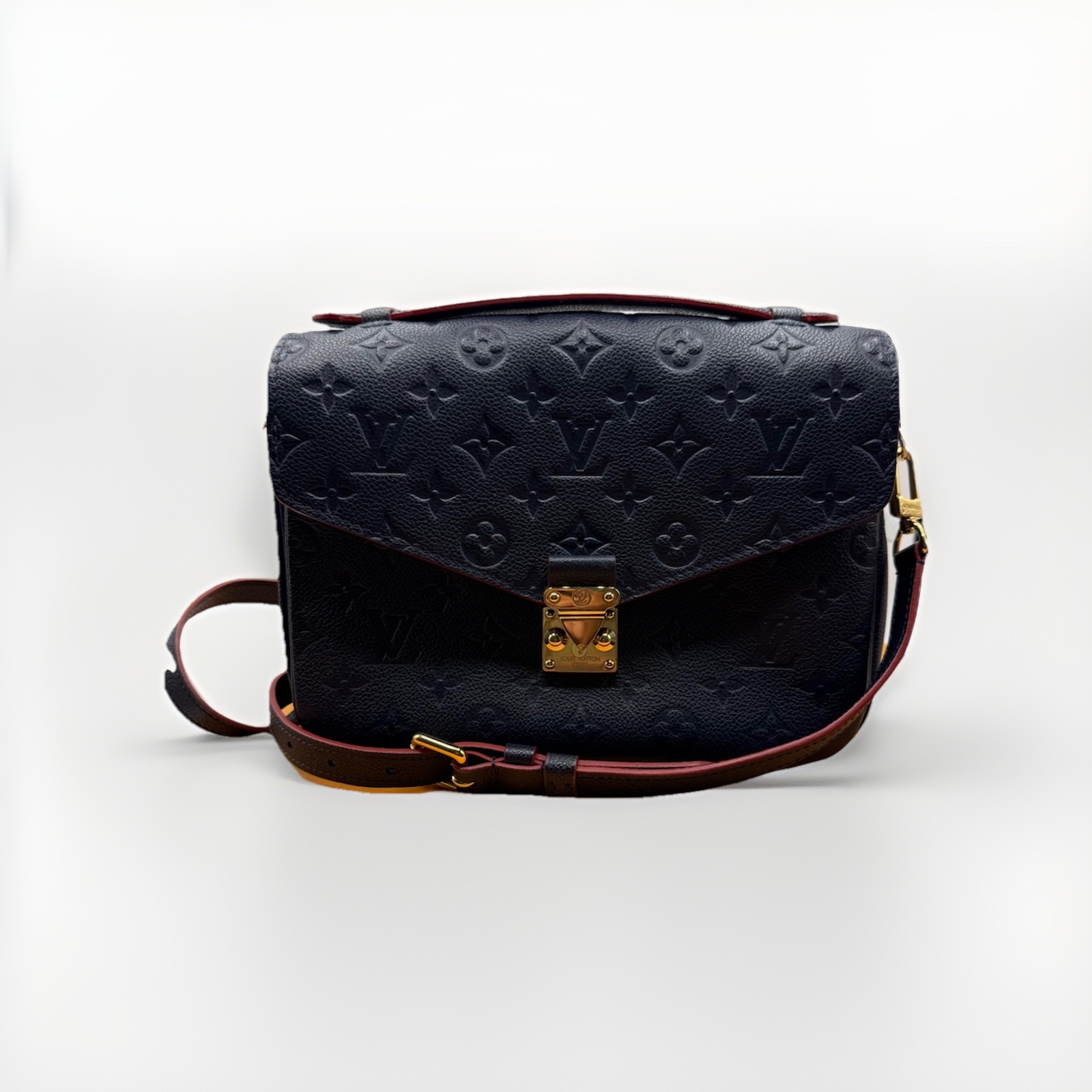 Louis Vuitton Pochette Metis MM Empreinte Marine Rouge Navy Leather Bag w/ Box