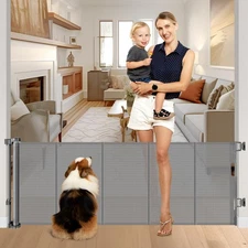 Reinforced 28-Inch Tall Retractable Baby Gates for Doorways, Walk Through Pet...