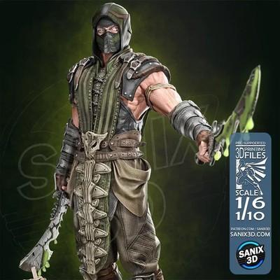 Reptile von Mortal Kombat Resin 3D Druck Fanart unbemalt