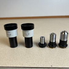 aus Jena Microscope Optics 10x Eyepiece Pair And 3.2x, 10x, 40x Objective Lenses