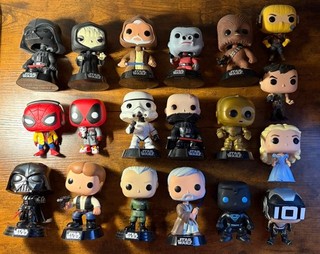 Funko Pop Lot (19) Star Wars Marvel Fortnite Darth Vader Spider Man Deadpool Etc