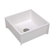 24 In. X 24 In. X 10 In. Service Mop Basin For 3 In. DWV In White