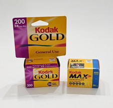 VTG 2 Rolls Kodak 35mm Color Film Versatility Max 400 - 36 Kodak Gold 200 - 24