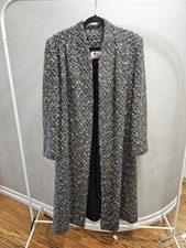 Vintage MJ Seattle Boucle Wool Coat 1960s 70s Long Grey Duster USA Made XL
