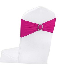 50pcs Spandex Chair Sashes with Buckle Slider for Wedding, Party 50PCS Fuchsia