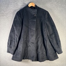Vintage New England Mackintosh Black Wool Swing Coat USA MadeWomens 12