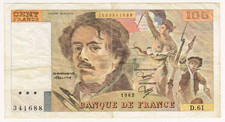 1982 France 100 Francs 341688 Paper Money Banknotes Currency