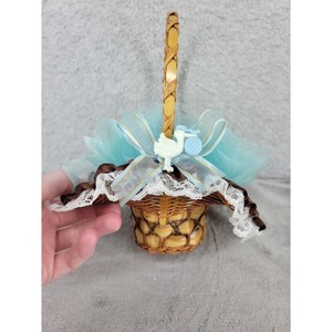 Baby Shower Favor Basket Blue Stork Gift Basket Wicker Wedding Party Decor