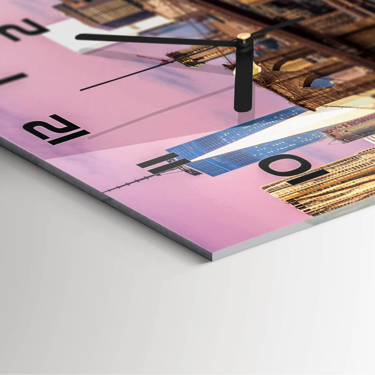 Reloj de Pared Rectangular Vidrio Templado Premium Manhattan Nueva York 60x30 cm