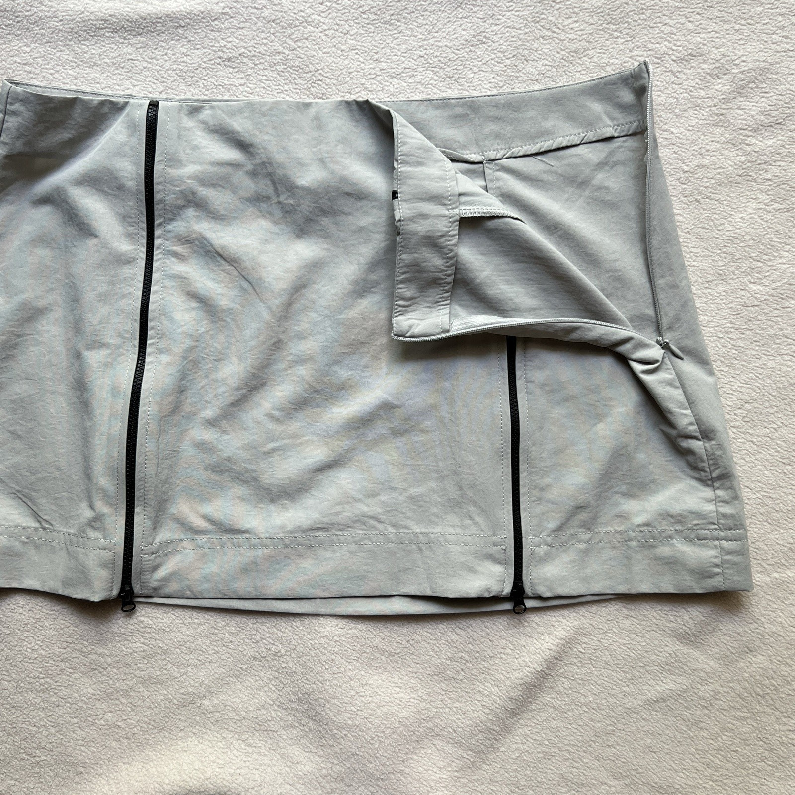 Zara Retro Mini Skirt Ziper Detail Light Gray Women's Size L thumbnail 9