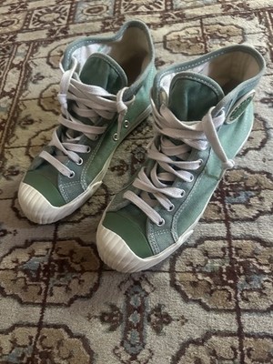 PF Flyers Grounder Basecamp High Top Sneaker US 8,5 Olive Ribbed Toe Bumper