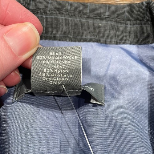 Blazer Ann Taylor Petites 2P Gris Rayas Tela Italiana Fina Lana Virgen Nuevo con Etiquetas - Imagen 5 de 12