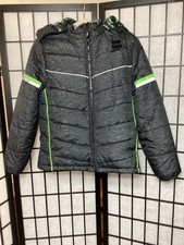 London Fog Boys Medium 14/16 Black Marked Puffy Coat Reflective Stripes