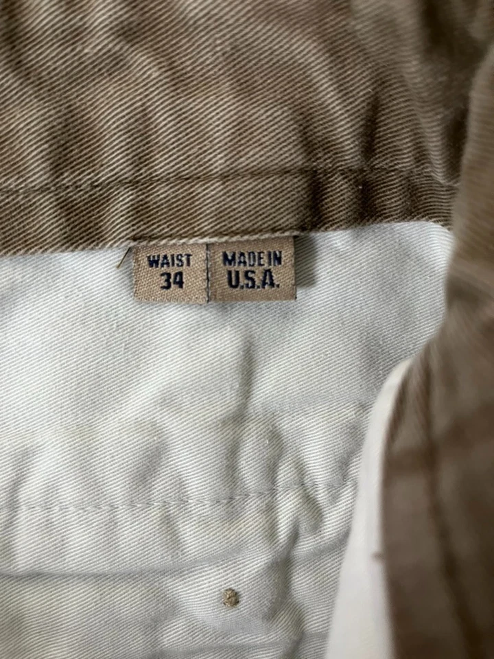 Bills Khakis 裤子男式卡其色棕色直筒 100% 棉平前尺寸 34 — 第 3/4 张图片