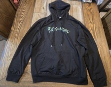 Rick and Morty Men s XL Black Hoodie Spaceship Graphic Pullover Adult Swim