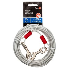 Heavy Duty Dog Tie-Out Galvinized Steel Cable, 30' Long for Dogs Up To 100 lb,