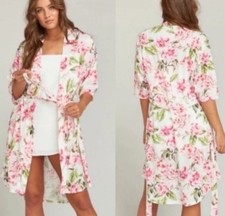 Show Me Your Mumu Brie Robe in Garden of Blooms Pink Floral Rose NEW One Size