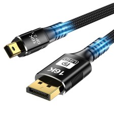 Mini DisplayPort to DisplayPort 2.1 Cable, Mini DP to DP Cord Supports 16K 60...
